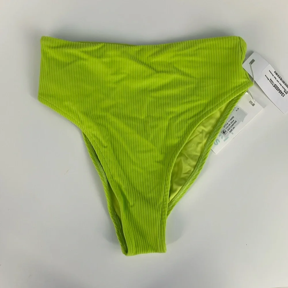 Frankie’s high leg green authentic swim bottom Jenna ribb chartreuse apple XS